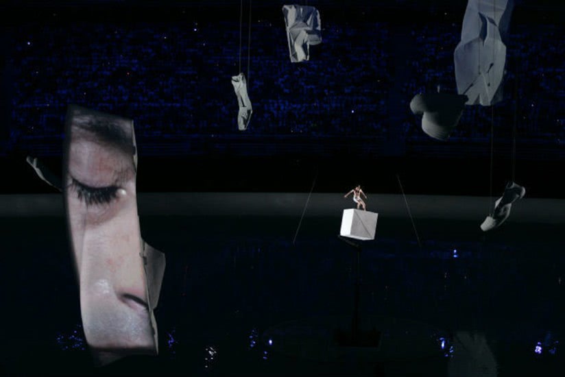 still photo from performance during opening ceremony 2004 olympics in Athens
